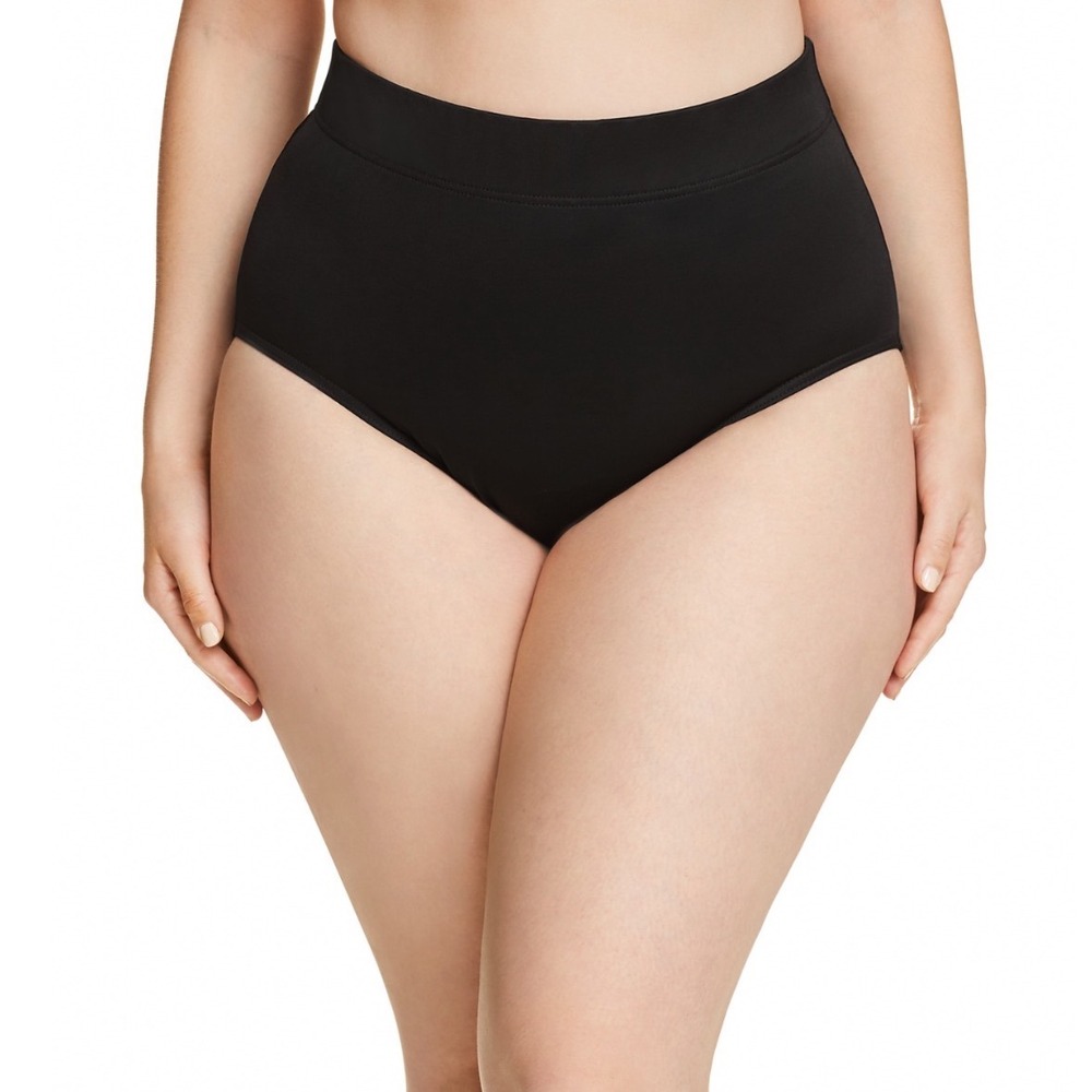 Miraclesuit Plus Solid Basic Bikini Bottom Black High Waist Brief 20W 6518801W